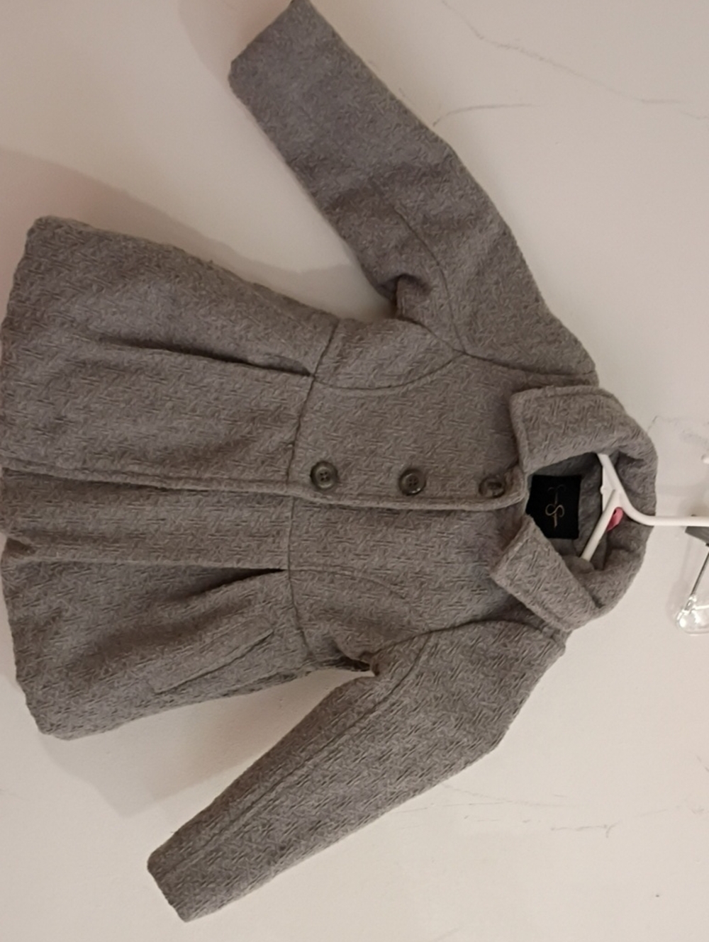 Jessica Simpson Girls' Gray Textured Double-Breasted Pea Coat
